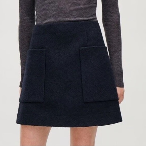 COS Boiled Wool A-Line Skirt Size 12 - Picture 2 of 8